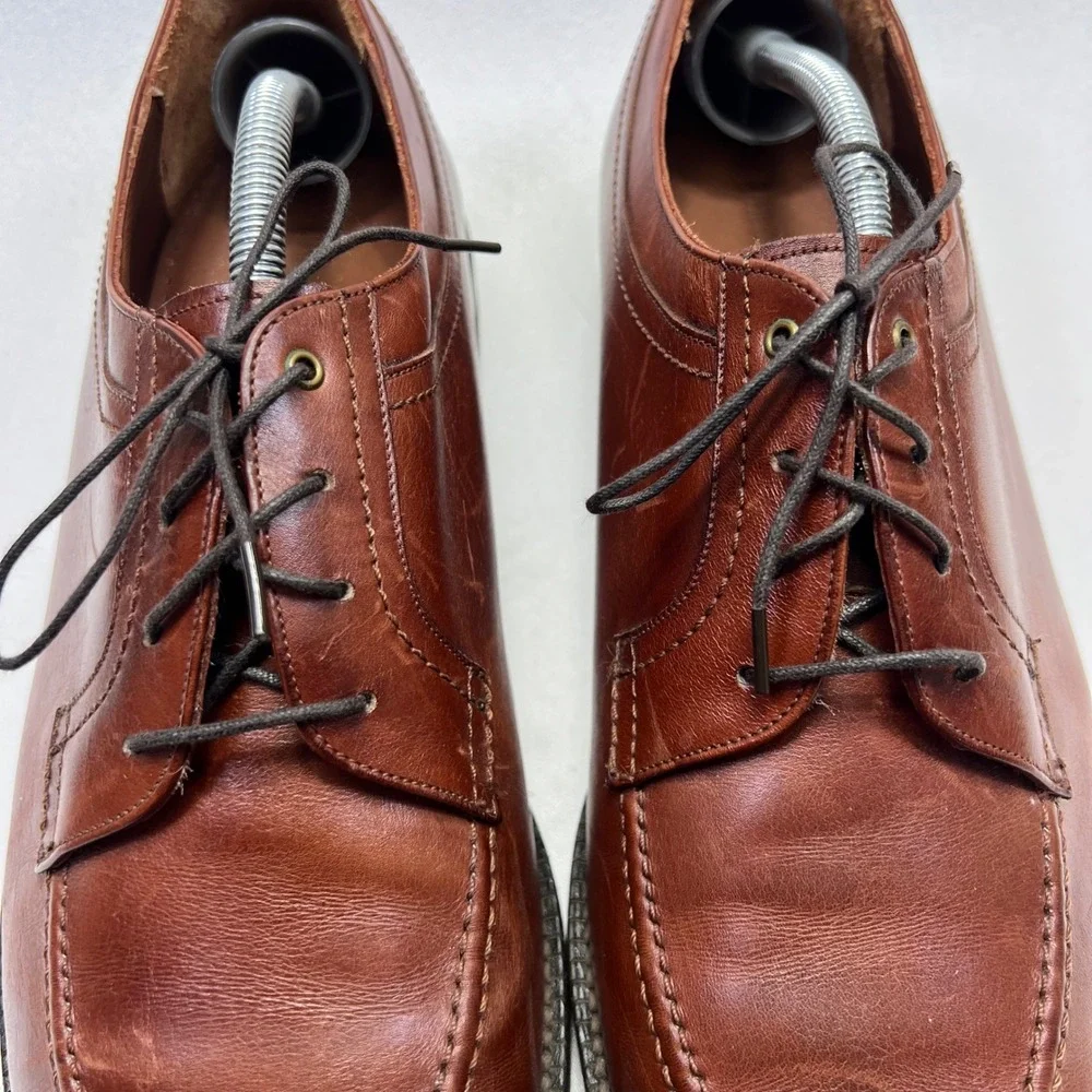 Johnston & Murphy Shoes Mens 10.5D Brown Leather Split Toe Derby Loafers Lace Up